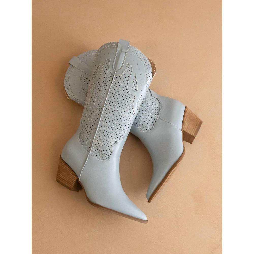NEW OASIS SOCIETY women's the gabby perforated western boot in blue - Picture 5 of 7